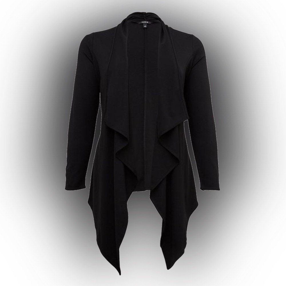 Black Ponte Drape Front Cardigan
